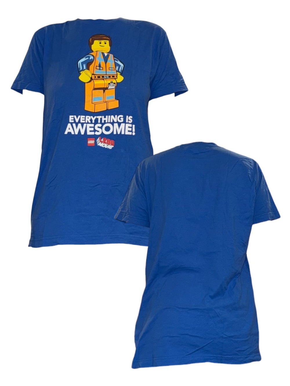Lego Blue Everything is Awesome T-Shirt with Yellow Emmet Graphic